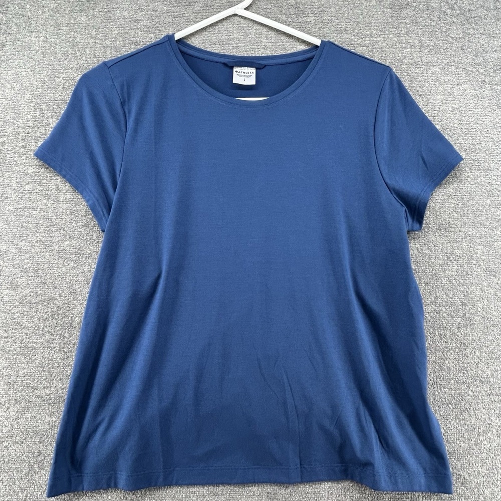 Athleta Air Out Cinch Tee Top Women Size Small Blue Chort Sleeve NEW